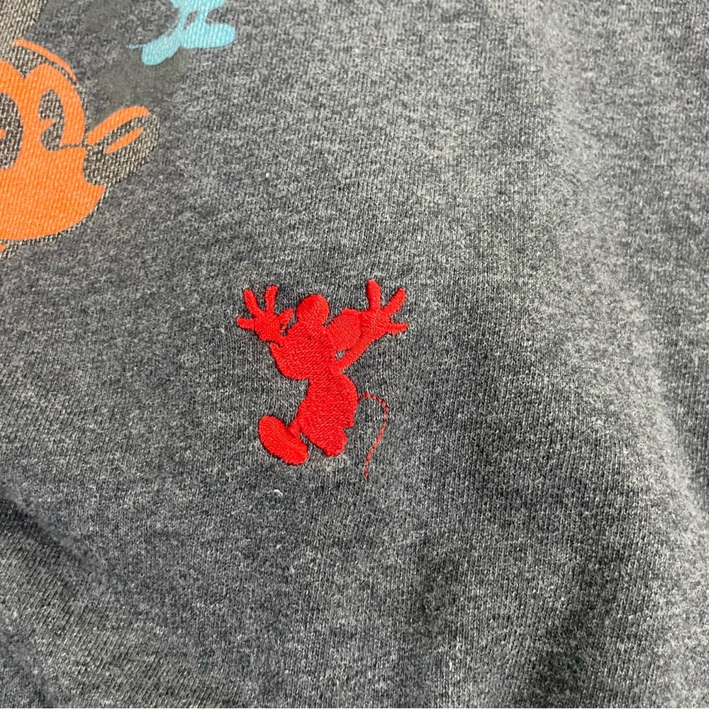 Disneyland Mickey Mouse Mens Hoodie Sweatshirt‎ Gray Embroidered Full Zip Large - Picture 7 of 12
